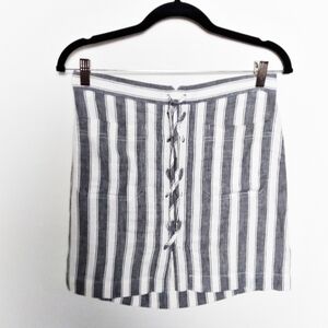 Madewell Striped Linen Blend Lace Up Skirt Size 2